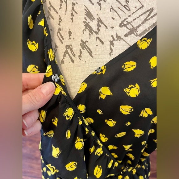 Who What Wear black & yellow floral print dress, sleeveless midi EUC Small - Picture 7 of 15